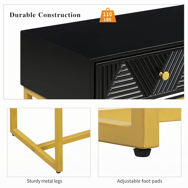 Modern Sleek Console Table with Storage,Black