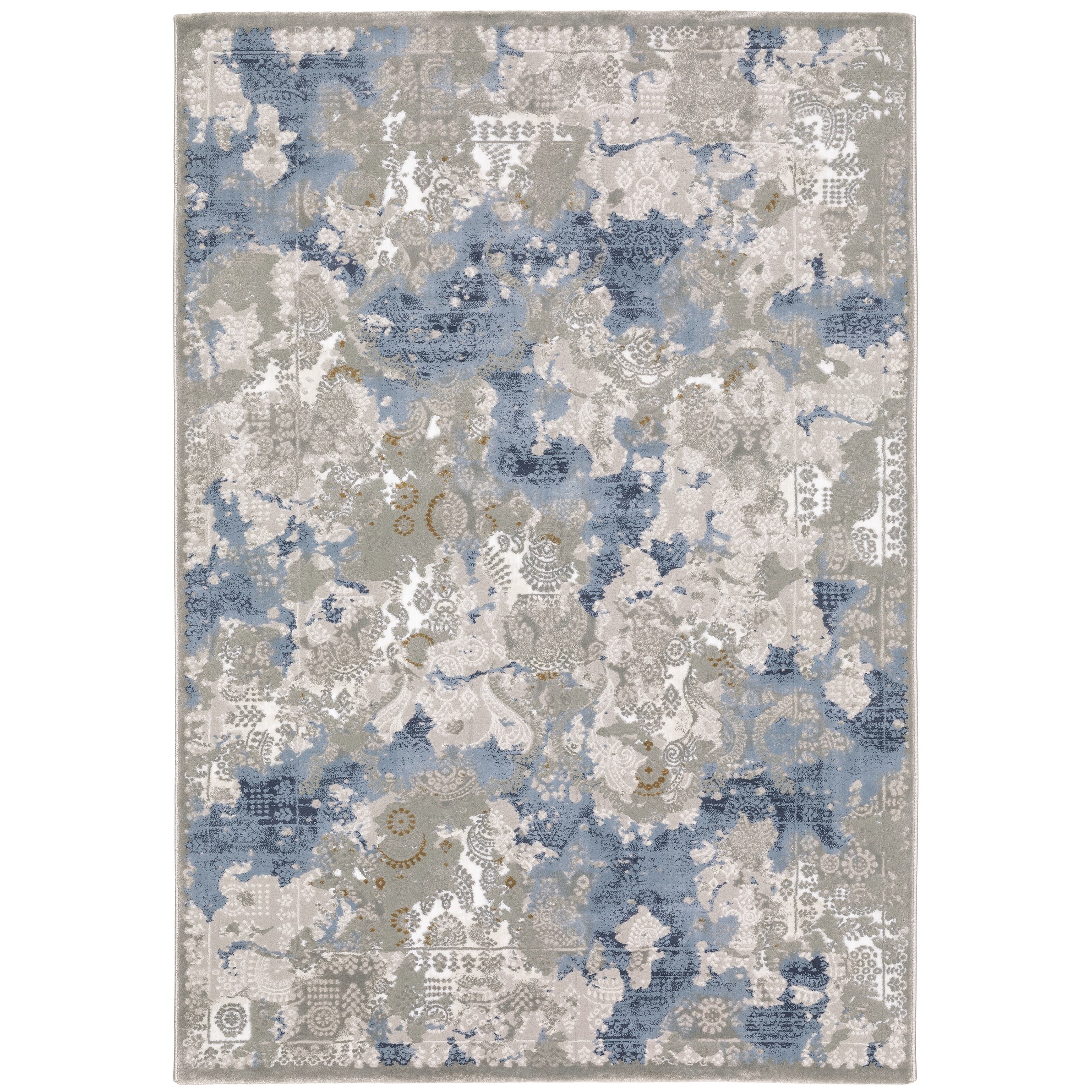Style Haven Emery Contemporary Abstract Grey/ Blue Mixed-Pile Area Rug