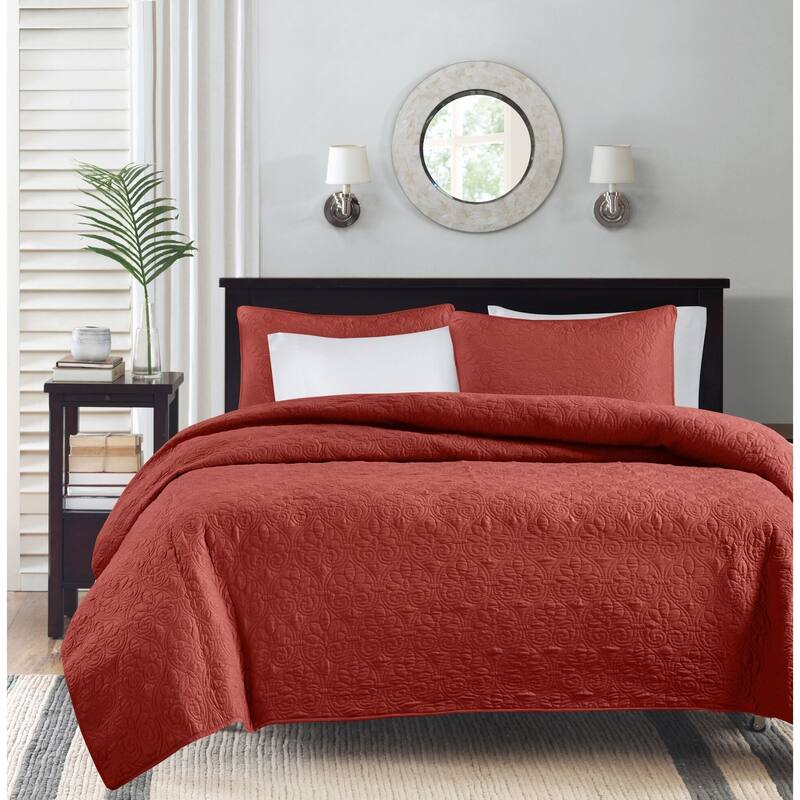 Madison Park Mansfield Reversible Quilt Set - Red - Full - Queen