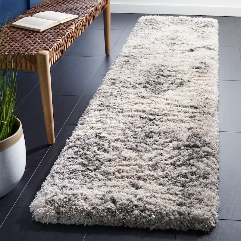SAFAVIEH Iceland Shag Kicki Flokati 2.6-inch Thick Rug - 2' x 8' Runner - Cream/Grey - Runner