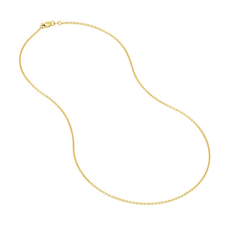 Curata 14k Yellow Gold 1.15mm Open Diamond Cut Cable Chain Necklace (Lobster)