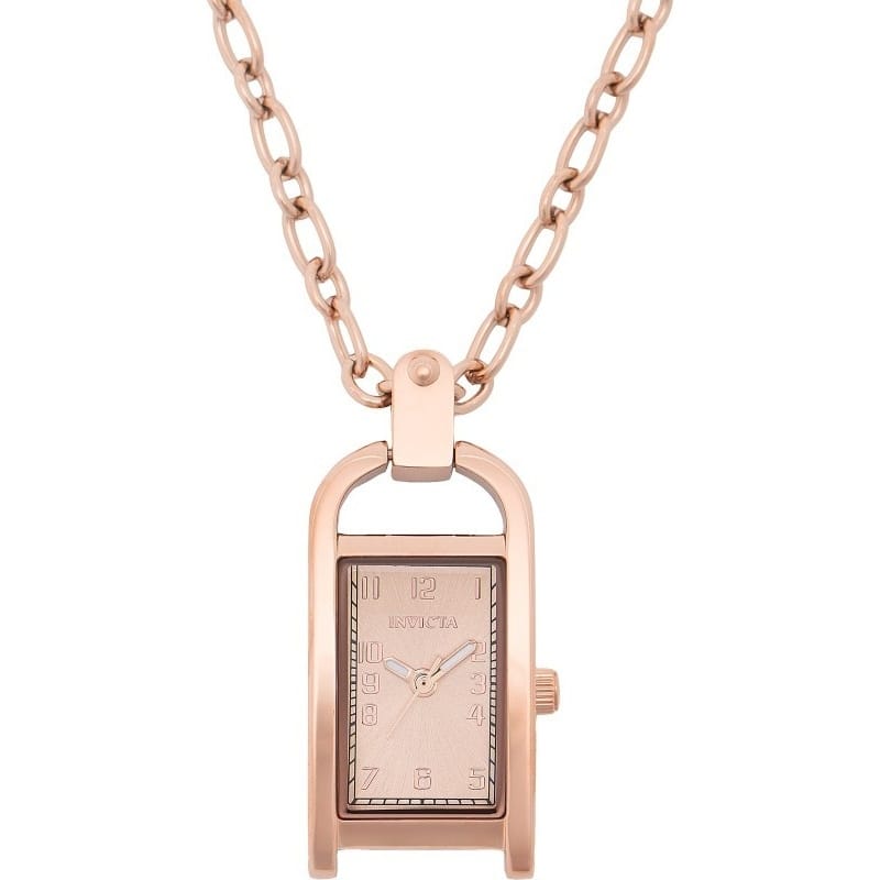 Invicta Women's 49936 Mini Quartz PC11 Brass Dial Necklace Watch - Rose Gold