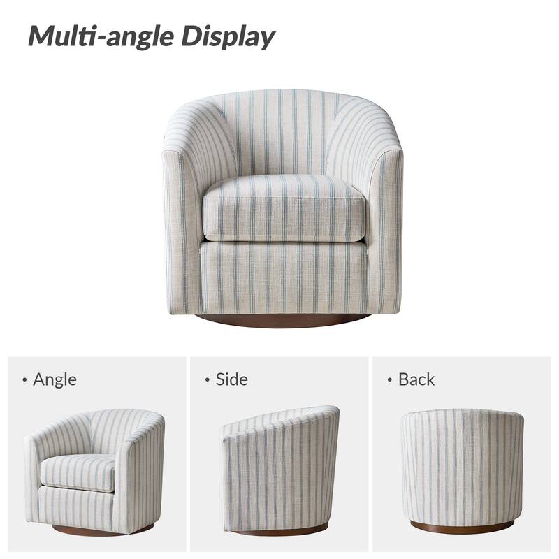 Althea Modern Genuine Leather Swivel Barrel Chair with Solid Wood Base Set of 2 By HULALA HOME