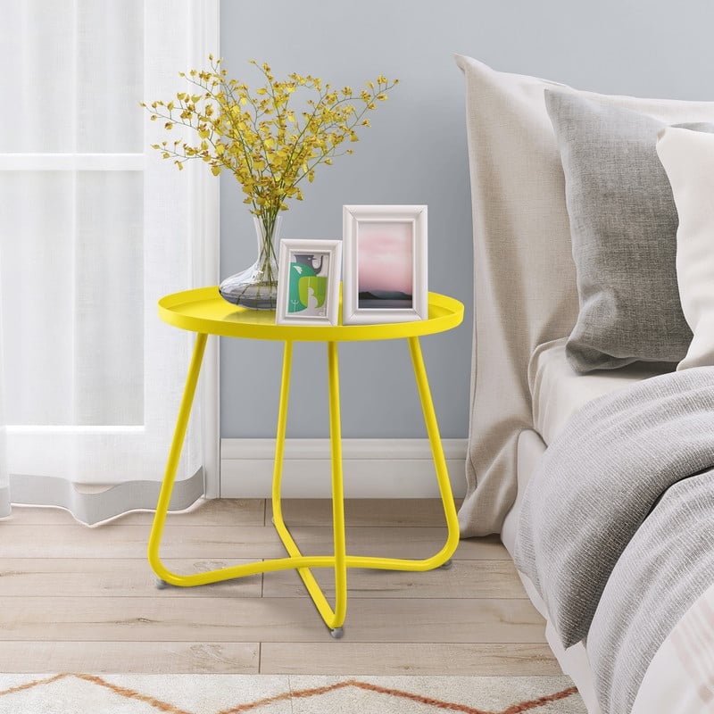 Outdoor Indoor End Table MetalW aterproof Round Side Table