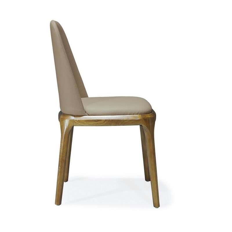 Courding Tan and Walnut Faux Leather Dining Chair (Set of 2)