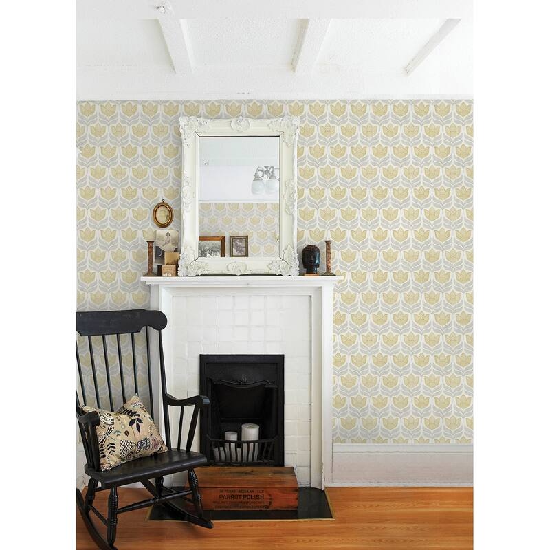 Chesapeake Cathal Mustard Tulip Block Print Wallpaper