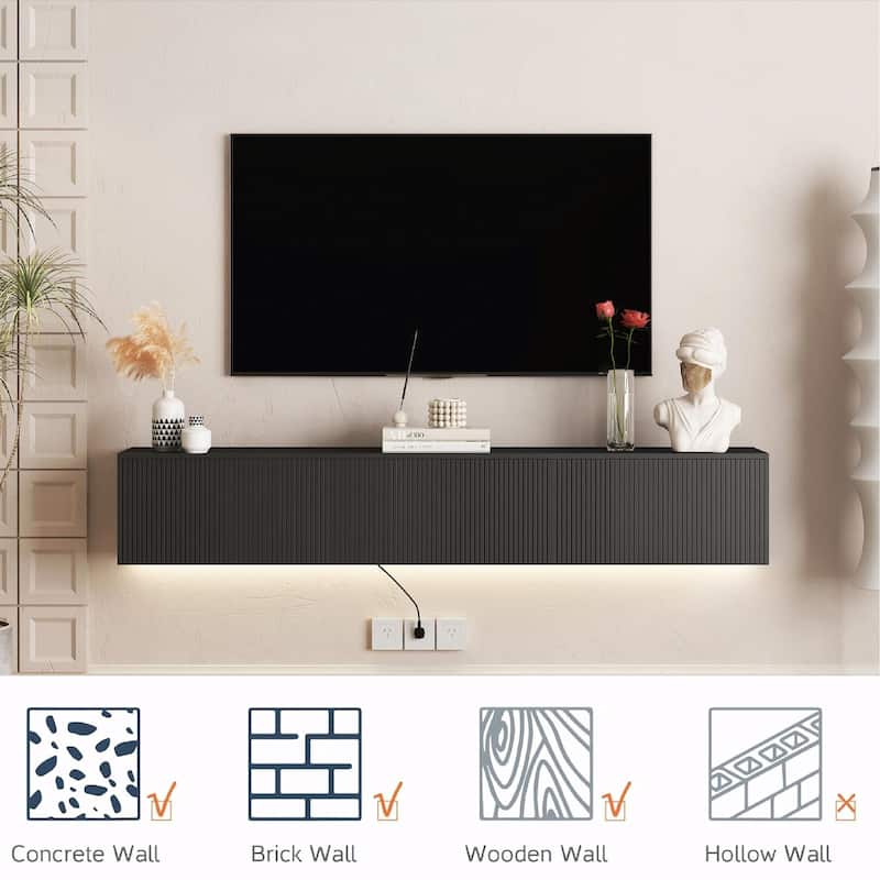 69" Modern TV Stand, Stylish Floating TV Cabinet Entertainment Center for 55-70 Inch TVs