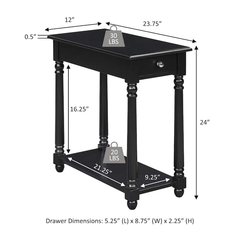Convenience Concepts French Country Regent 1 Drawer Chairside End Table with Shelf