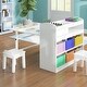 preview thumbnail 2 of 16, Kids Art Table and 2 Chairs,Kid Craft Table with Supplies Storage Shelves,Canvas Bins,Paper Roll for Preschool Toddler