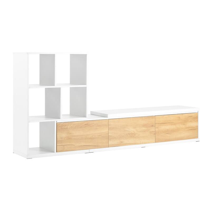 Extendable TV Stand with 3 Tier Bookshelves
