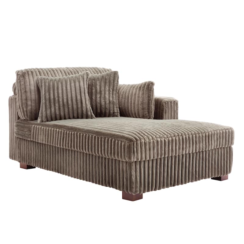 42" W Plush Corduroy Upholstered Chaise Lounge Sleeper for Living