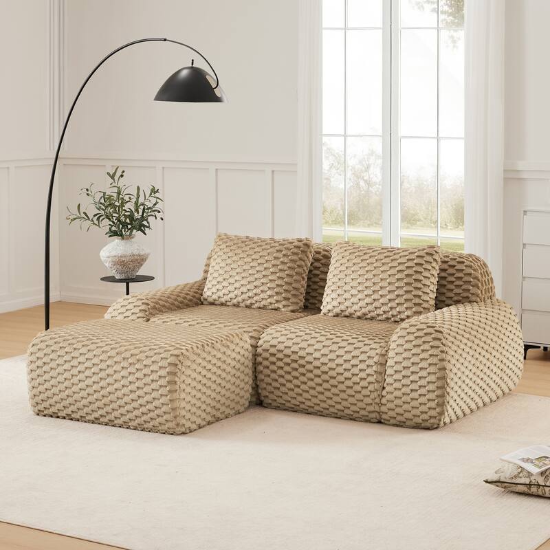 82" Modern L-Shaped Modular Sectional Sofa for Living Room,Flannelette Fabric,Oversized 2-Seater Couch,boneless sofa