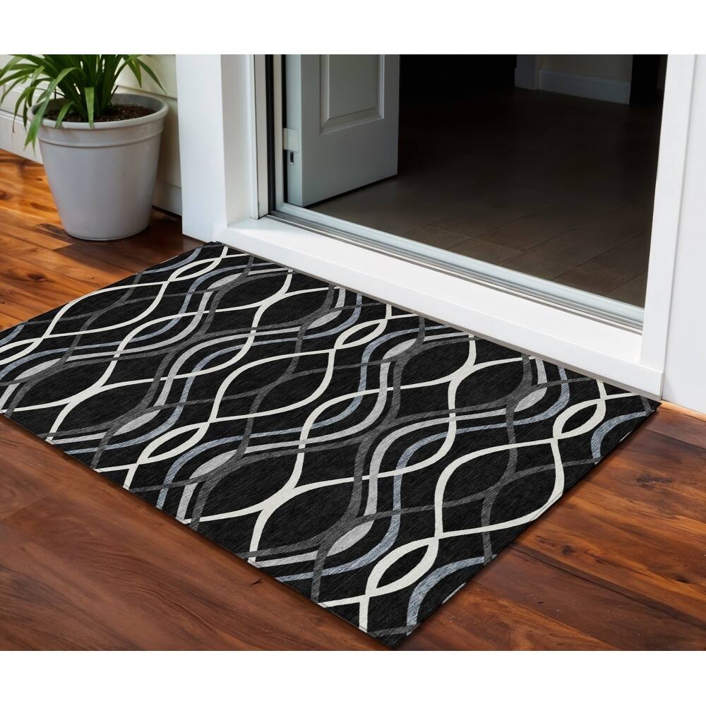 HomeRoots Abstract Transitional Rectangle Outdoor Rug