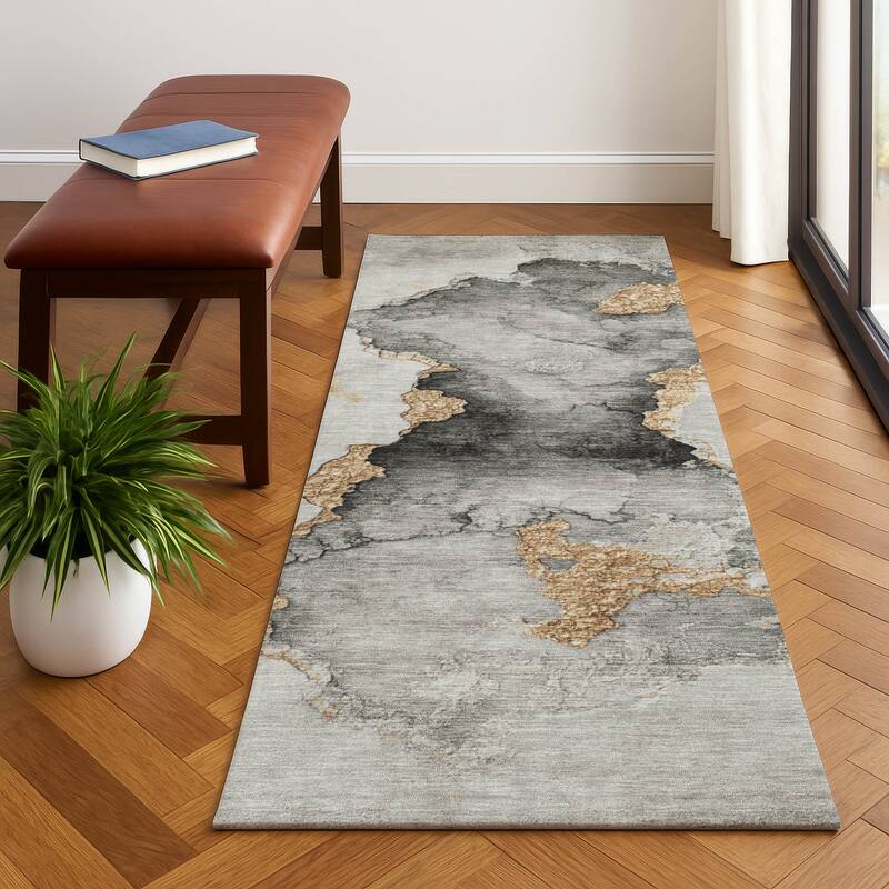 Premium Washable Super Soft Abstract Mayfield Rug - Gray - 2'3" x 7'6"