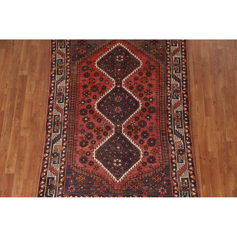 Qashqai Persian Vintage Area Rug Bedroom Handmade Wool Carpet - 4'5"x 6'11"