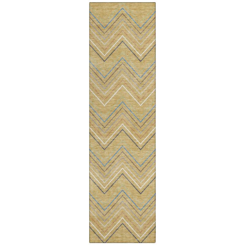Machine Washable Indoor/ Outdoor Modern Chevron Chantille Rug