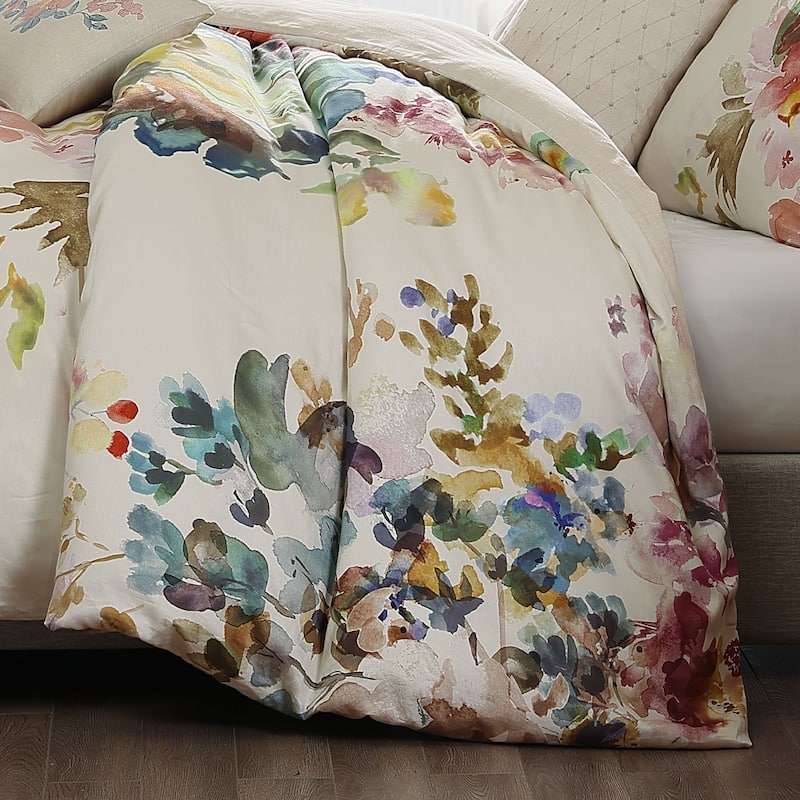 Bebejan Antique Flowers Ivory 100% Cotton 5-Piece Reversible Comforter Set