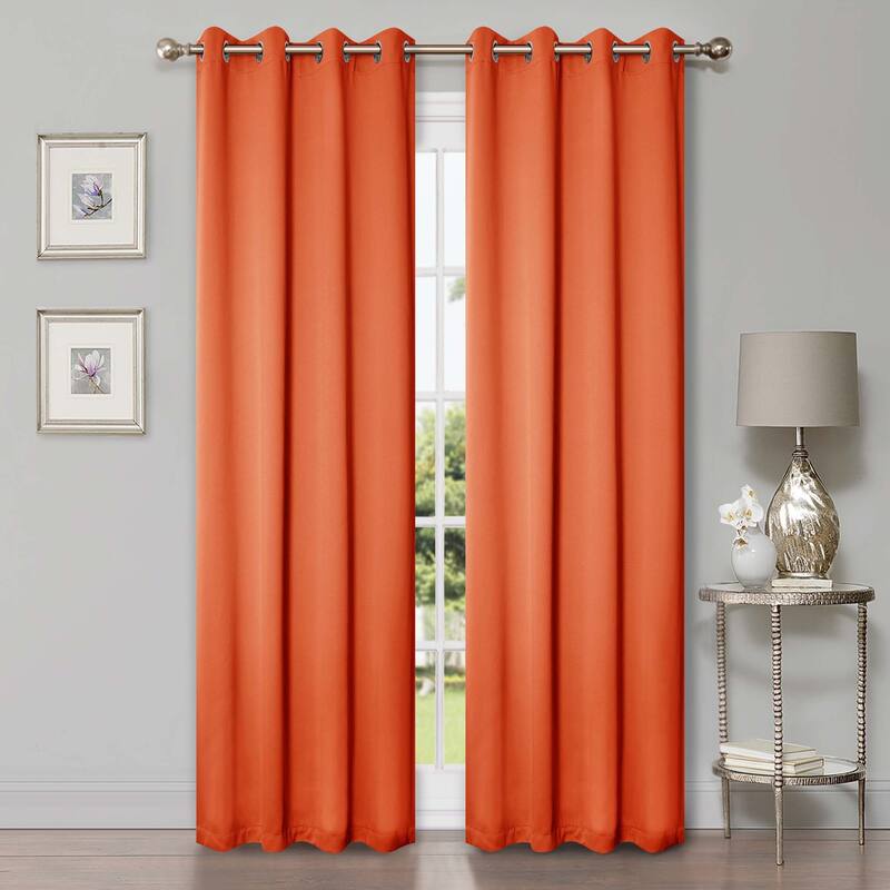 Superior Solid Machine Washable Room Darkening Grommet Curtains, Set of 2 - 52" x 84" - Rust