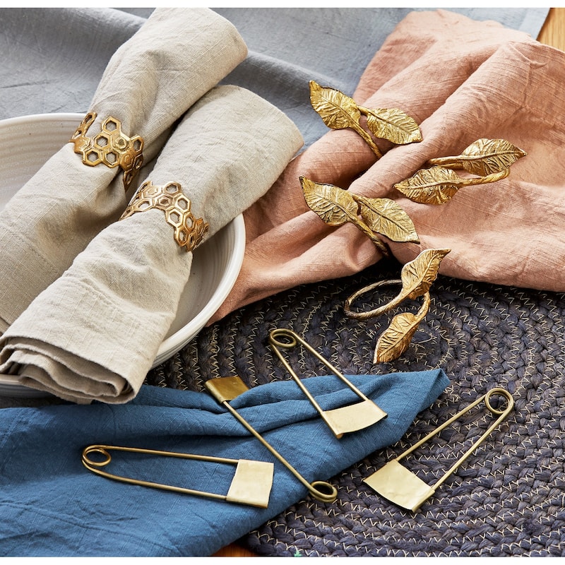 Safety Pin Napkin Ring Set Of 4, 4.5L x 1.0W x .25H inches