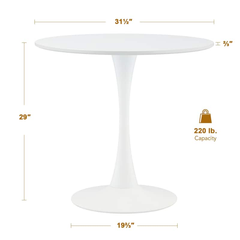 31.5-inch Pedestal Dining Table with Marble Accent Tabletop