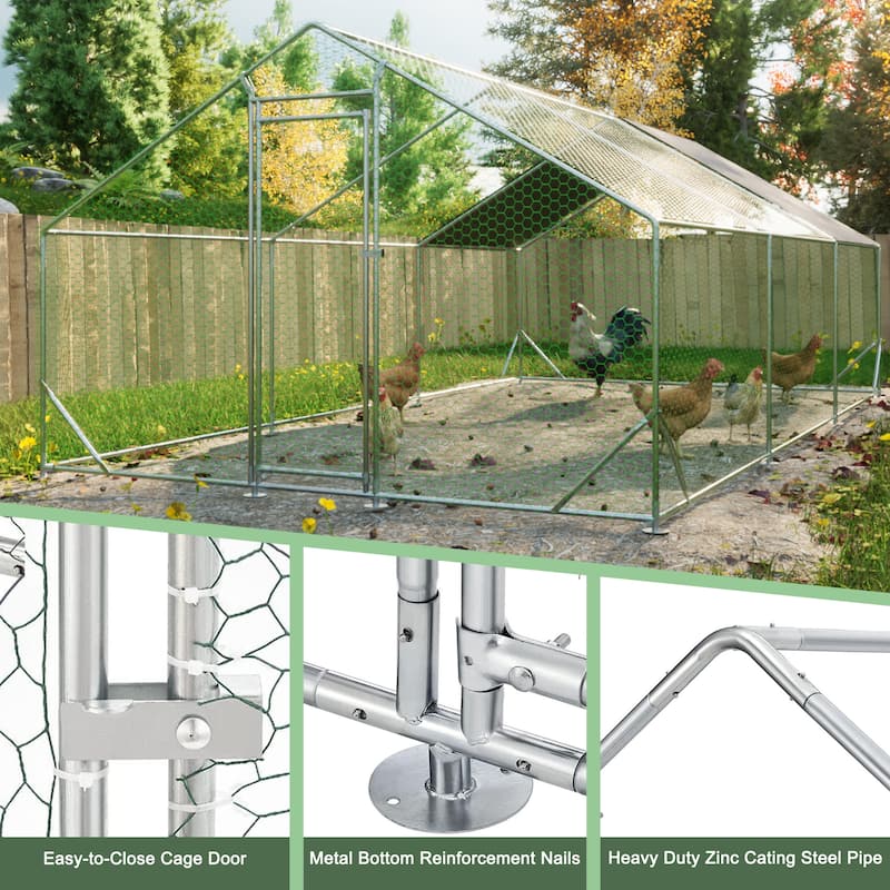 GDFStudio - Anderson Galvanized Walk in Chicken Coop Heavy Duty Wire
