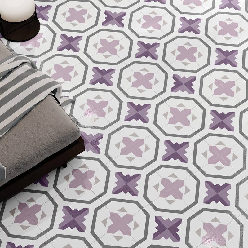 Merola Tile Prisma Lavender 9-3/4" x 9-3/4" Porcelain Floor and Wall Tile - Case (16 Tiles)