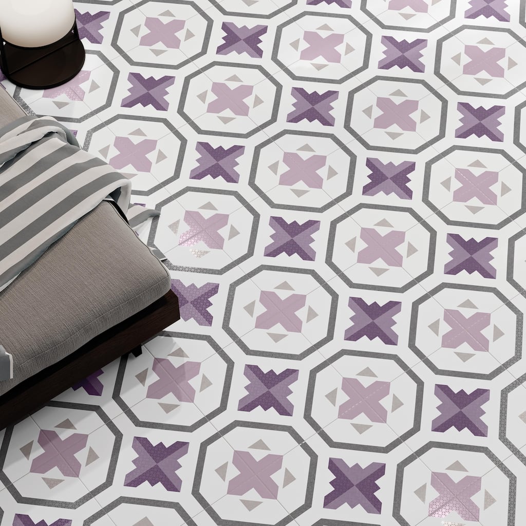 Merola Tile Prisma Lavender 9-3/4" x 9-3/4" Porcelain Floor and Wall Tile