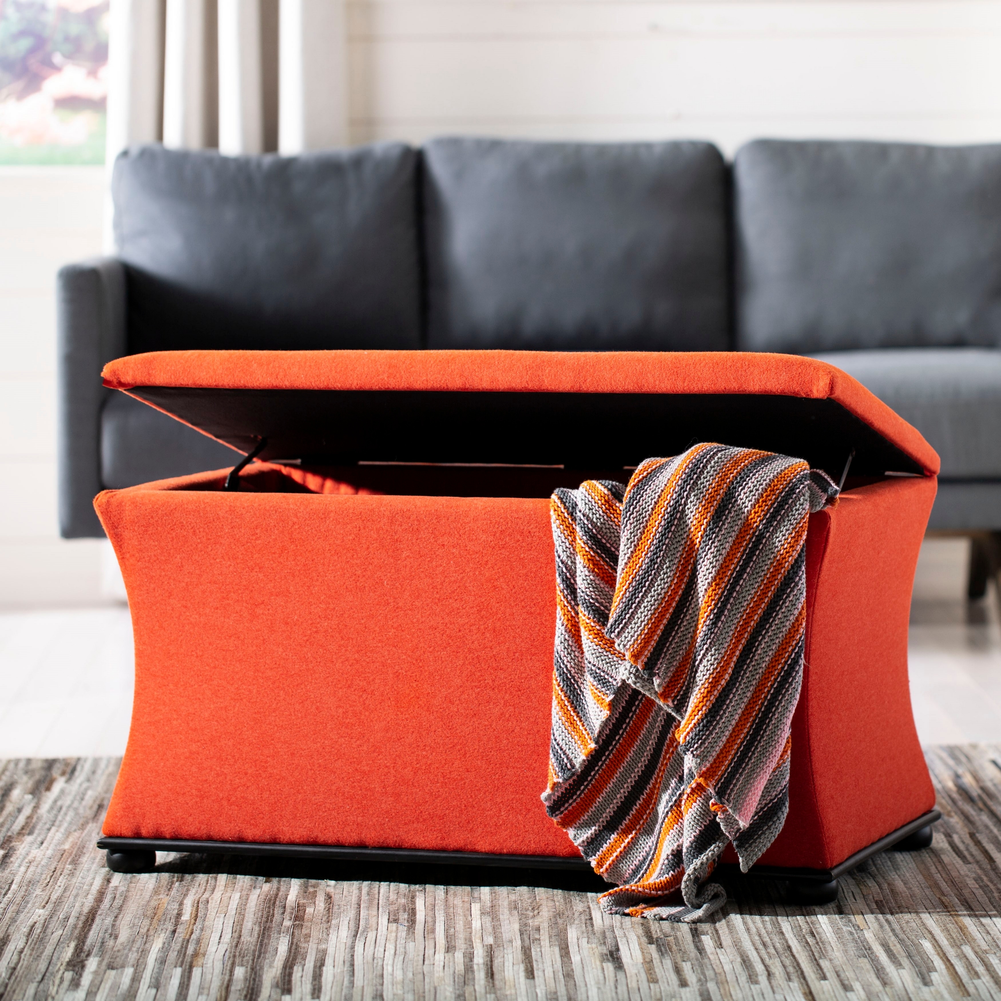 Shop Safavieh Aroura Orange Storage Bench 36 2 X 18 5 X 20 5