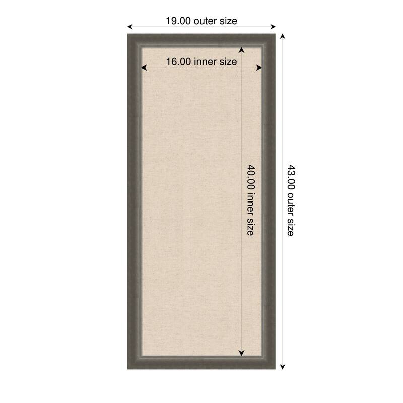 Amanti Art Framed Fabric Pinboard Natural Linen Printed Bulletin Board - Board Size 16 x 40 - Domus Dark Silver