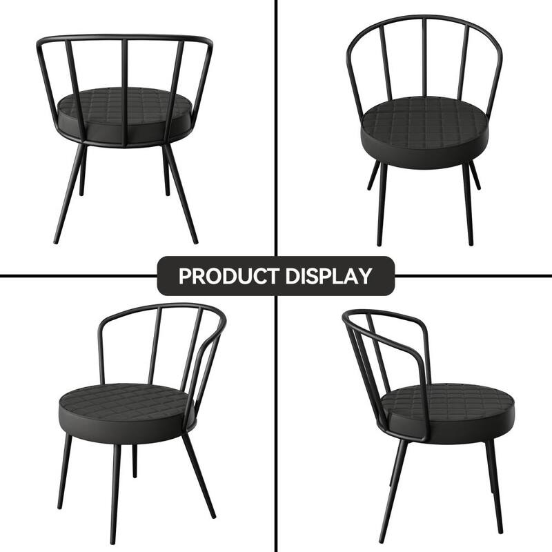 Set of 2 Leather Dining Chairs with Metal Frame
