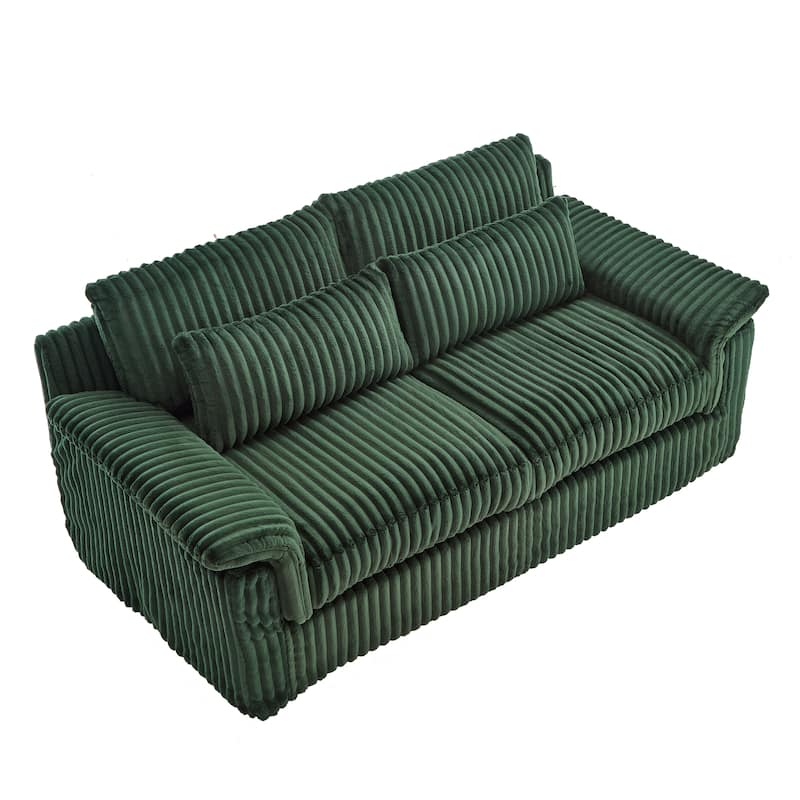 Modern Corduroy Loveseat Sofa Deep Seat Cloud Couches with Pillow Top Arms, Removable and Washable Cushion Covers