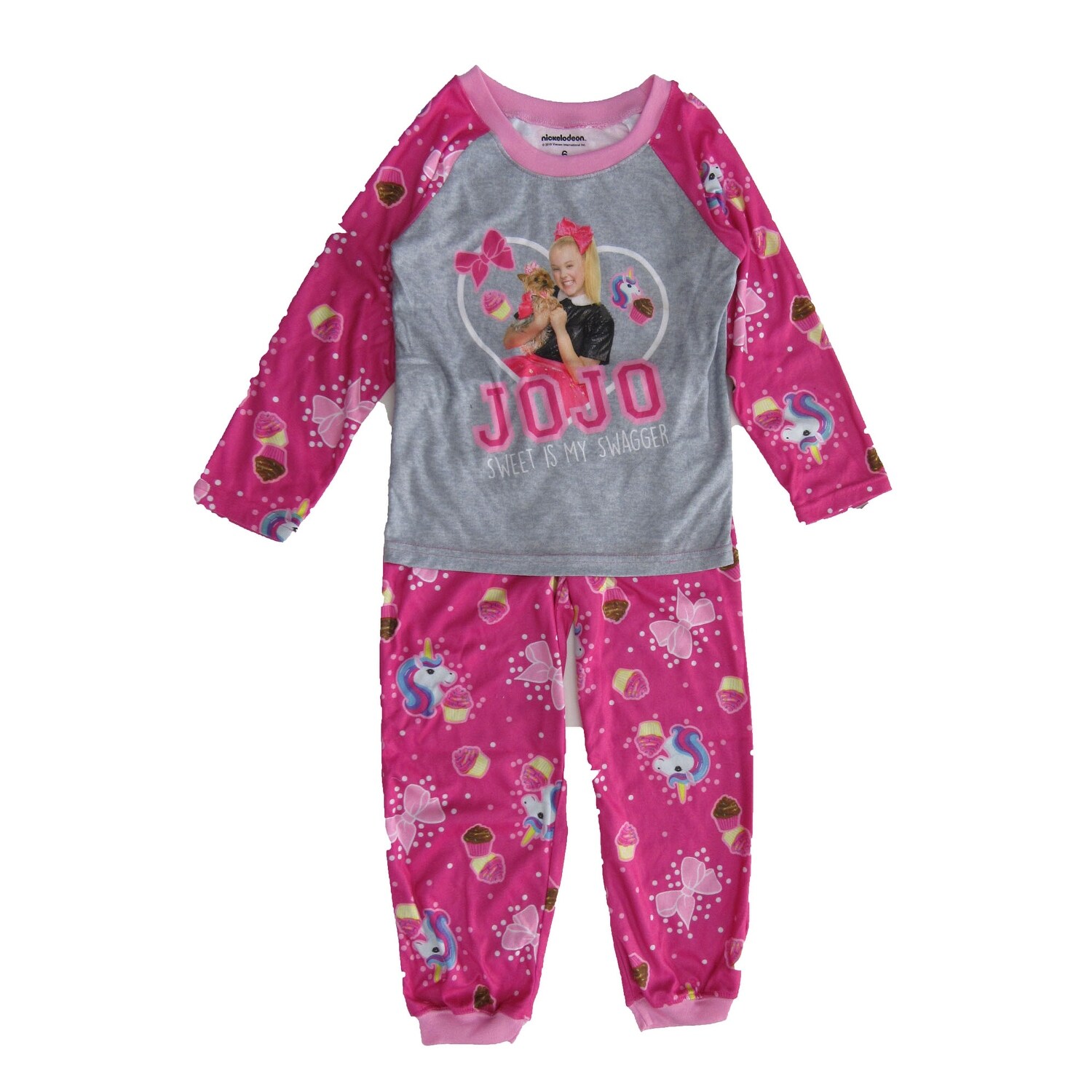 Shop Jojo Siwa Girls Pink Grey Bow Character Print Long Sleeve