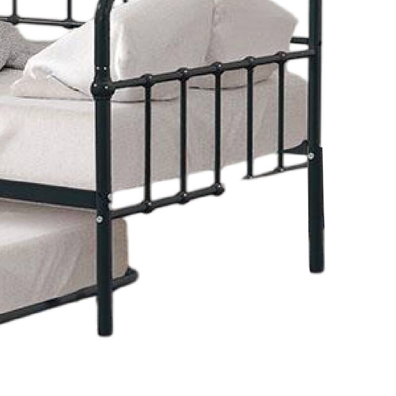 Tes Daybed with Pull Out Trundle, Classic Black Metal Open Frame