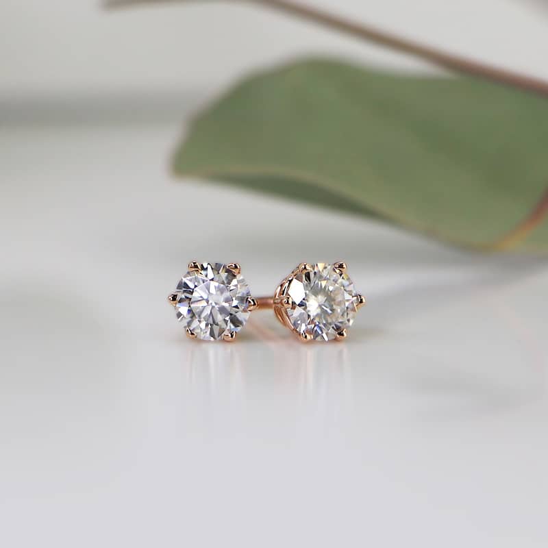 Auriya 1ctw Round Moissanite Stud Earrings 14k Gold - 5 mm
