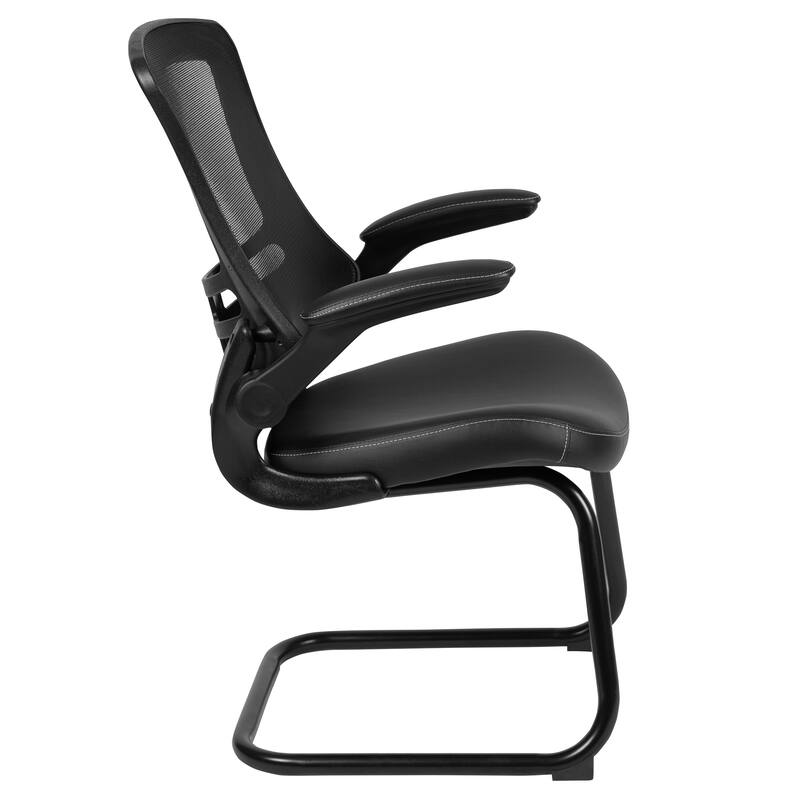 Mesh Sled Base Side Reception Chair with Flip-Up Arms