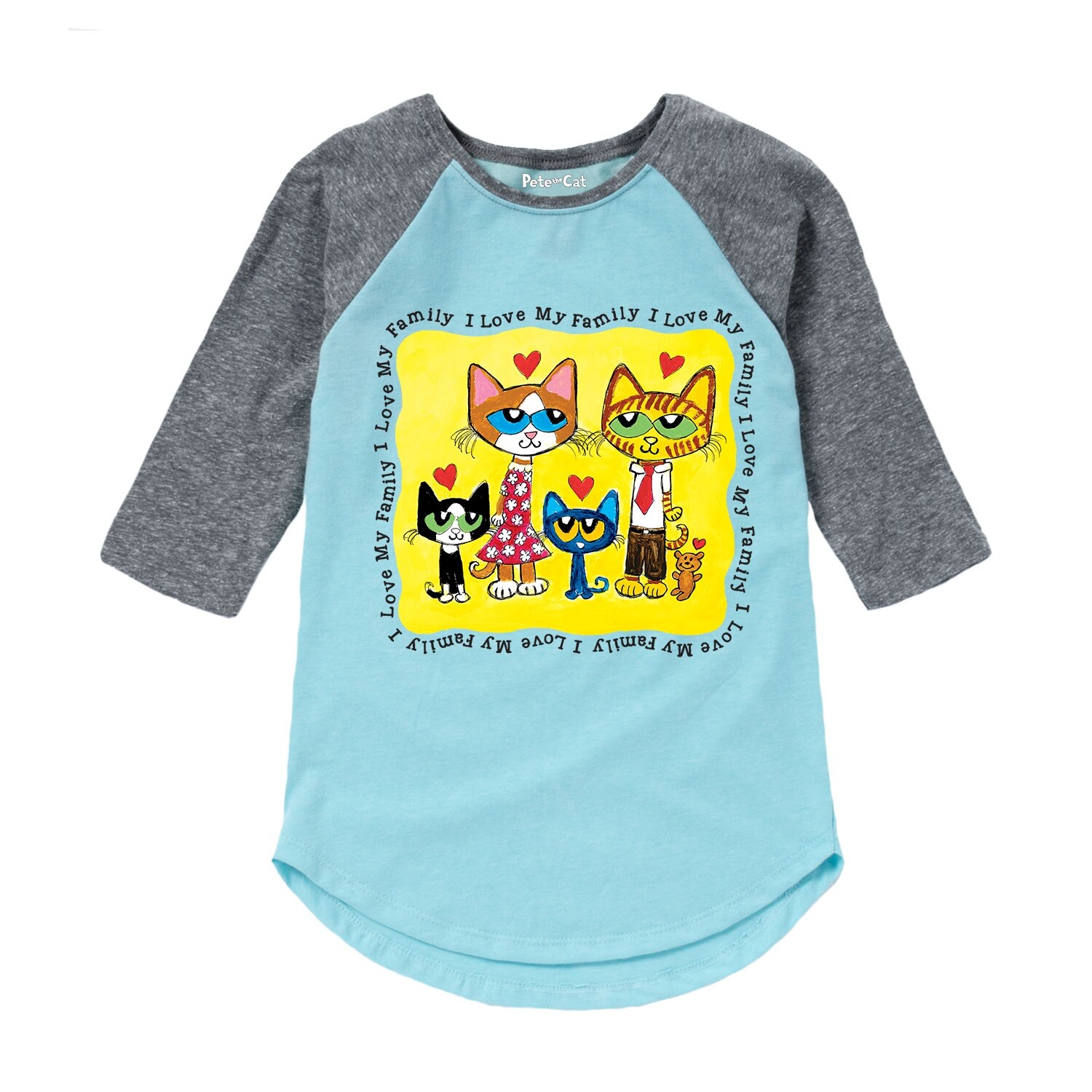 Shop Pete The Cat Love My Family Toddler Girl Shirt Tail Raglan