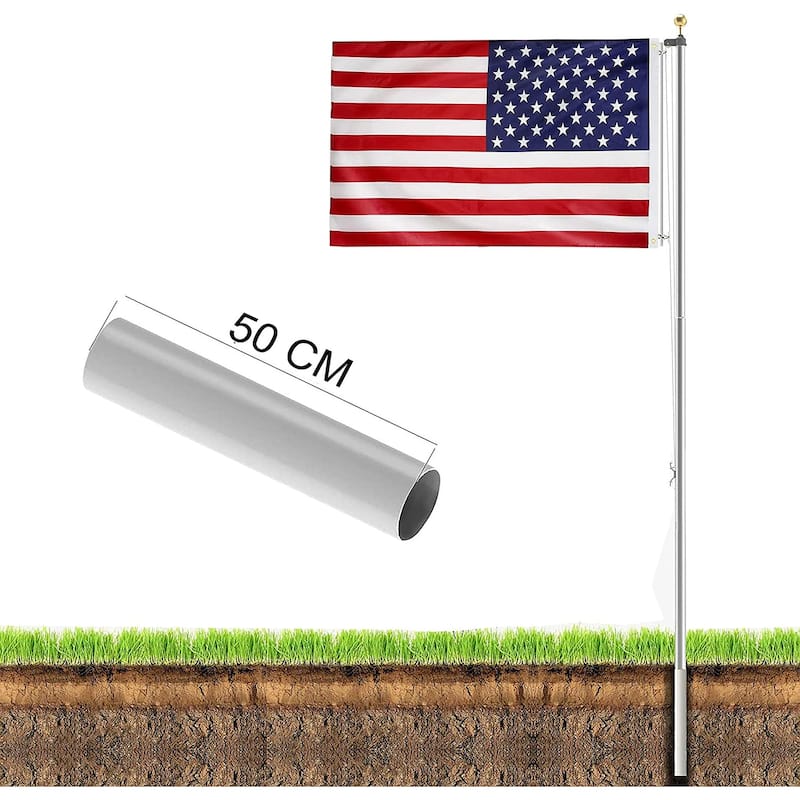 GDFStudio - Arden Flagpole Aluminum Telescopic Freestanding 20FT