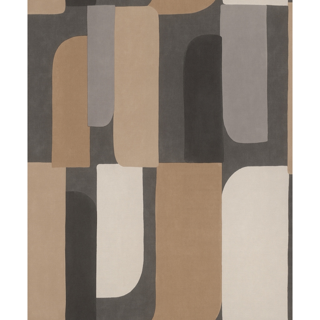 Rasch Derain Charcoal Geometric Wallpaper