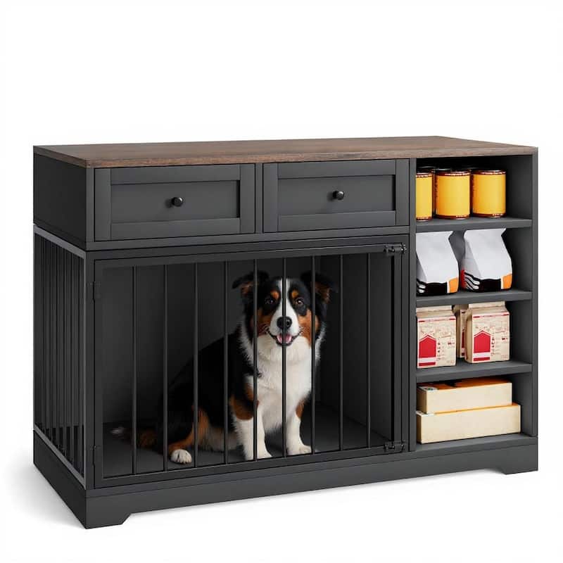 Dog Crate Furniture, with 2 Drawers and 4 Shelves, 47"