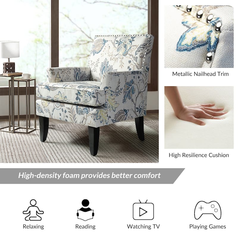 Akorda Classic Armchairs with Nailhead Trim and Solid Wood Legs Set of 2 by HULALA HOME
