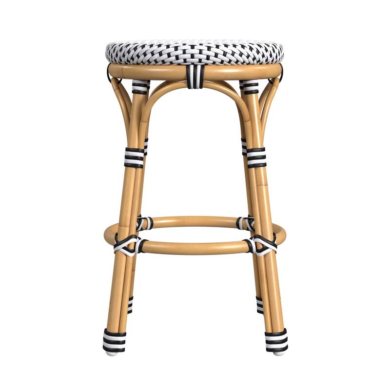 Tobias Outdoor Rattan and Metal Counter Stool