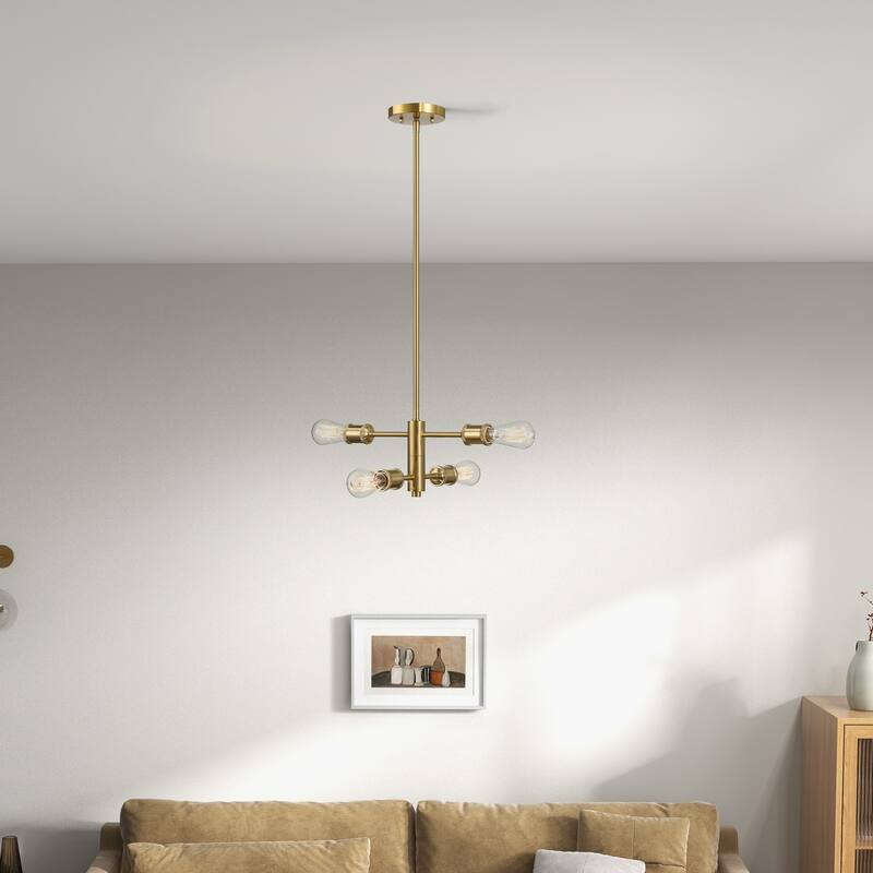 Porch Four-Light Modern Pendant with Satin Brass Finish - Gold
