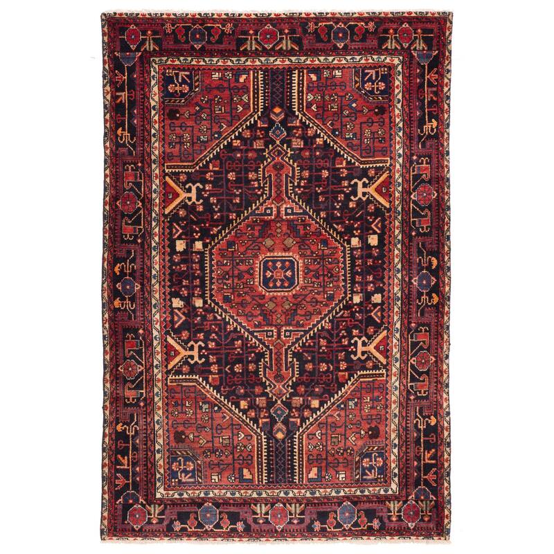 ECARPETGALLERY Hand-knotted Anatolian Vintage Dark Navy Wool Rug - 4'5 x 6'9