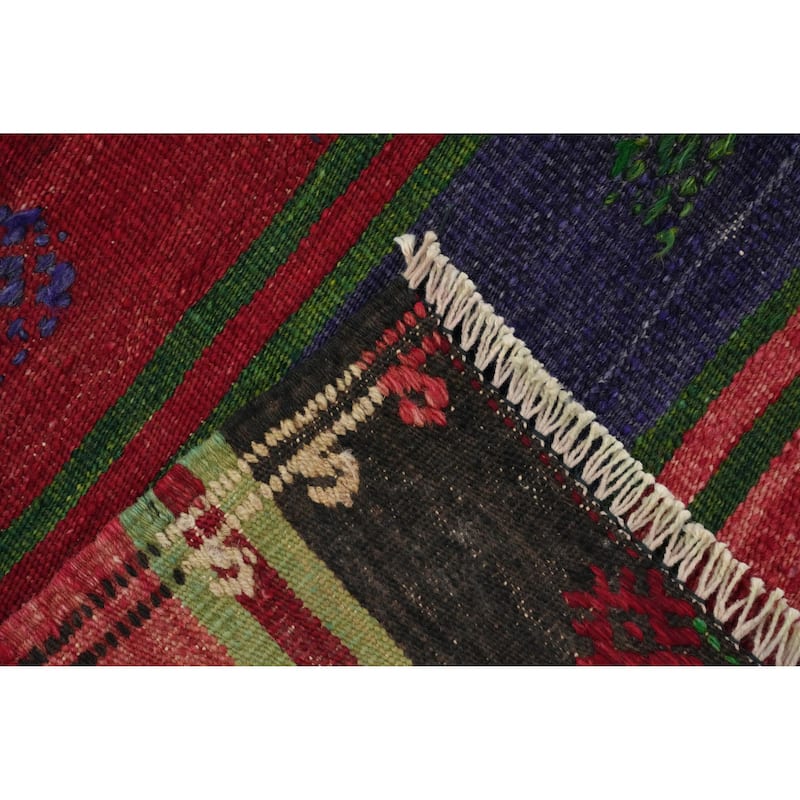 Hand Woven Oriental 100% Wool Carpet Southwestern Tribal Red Kilim Area Rug - 7' 11'' X 4' 11''