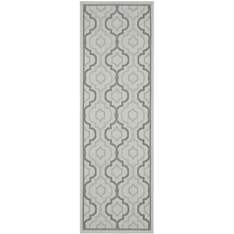 SAFAVIEH Courtyard Oyvor Indoor/ Outdoor Waterproof Patio Backyard Rug - 2'3" x 6'7" Runner - Light Grey/Anthracite