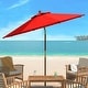 preview thumbnail 1 of 3, SAFAVIEH Cannes 9 Ft Red Wooden Outdoor Umbrella Red
