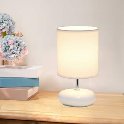 Traditional Mini Round Rock Table Lamp with Drum Shade - 10.25" - White