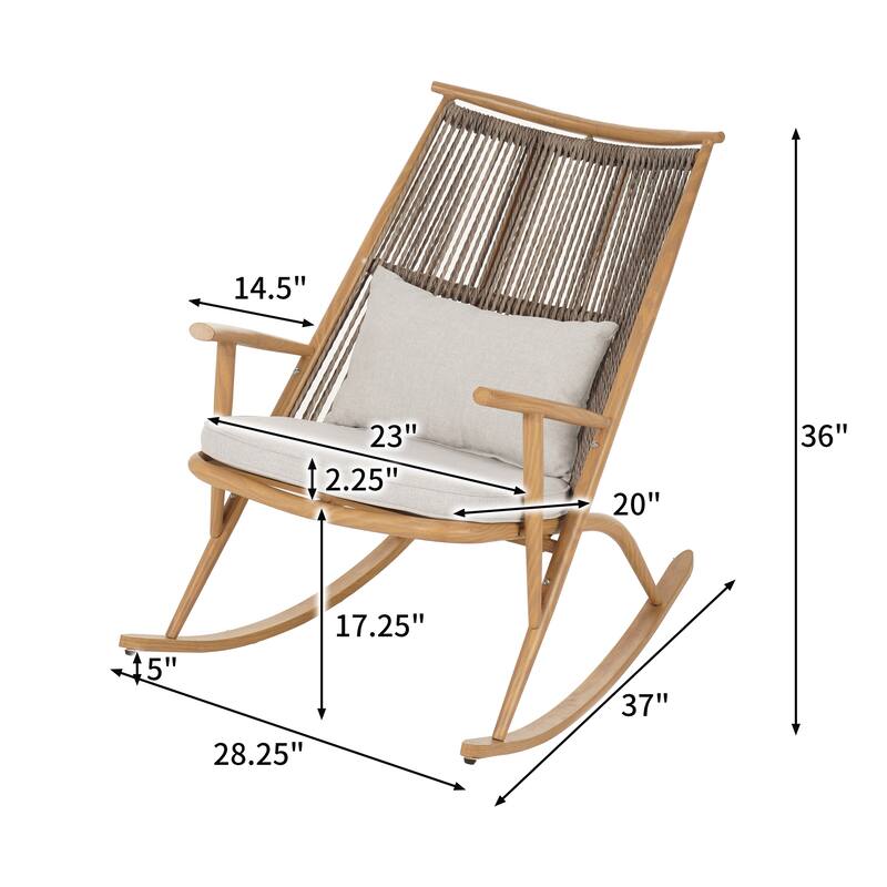 Christopher Knight Home - Auralee Outdoor Faux Rattan Rocking Chair with Balanced Curved Base, Iron Frame & Padded Seat Cushion