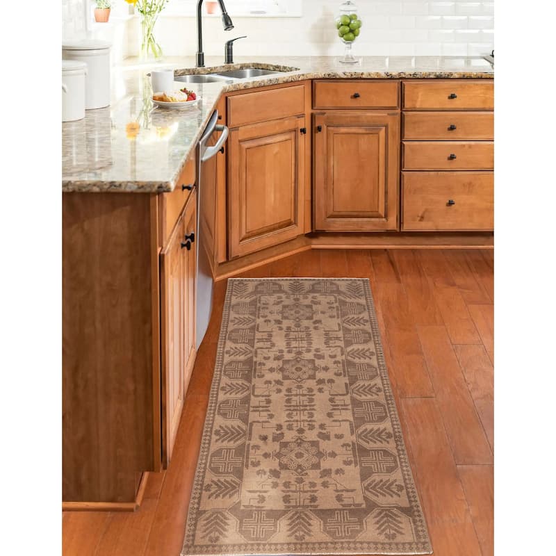 ECARPETGALLERY Hand-knotted Finest Khal Mohammadi Tan Wool Rug - 2'6 x 5'10