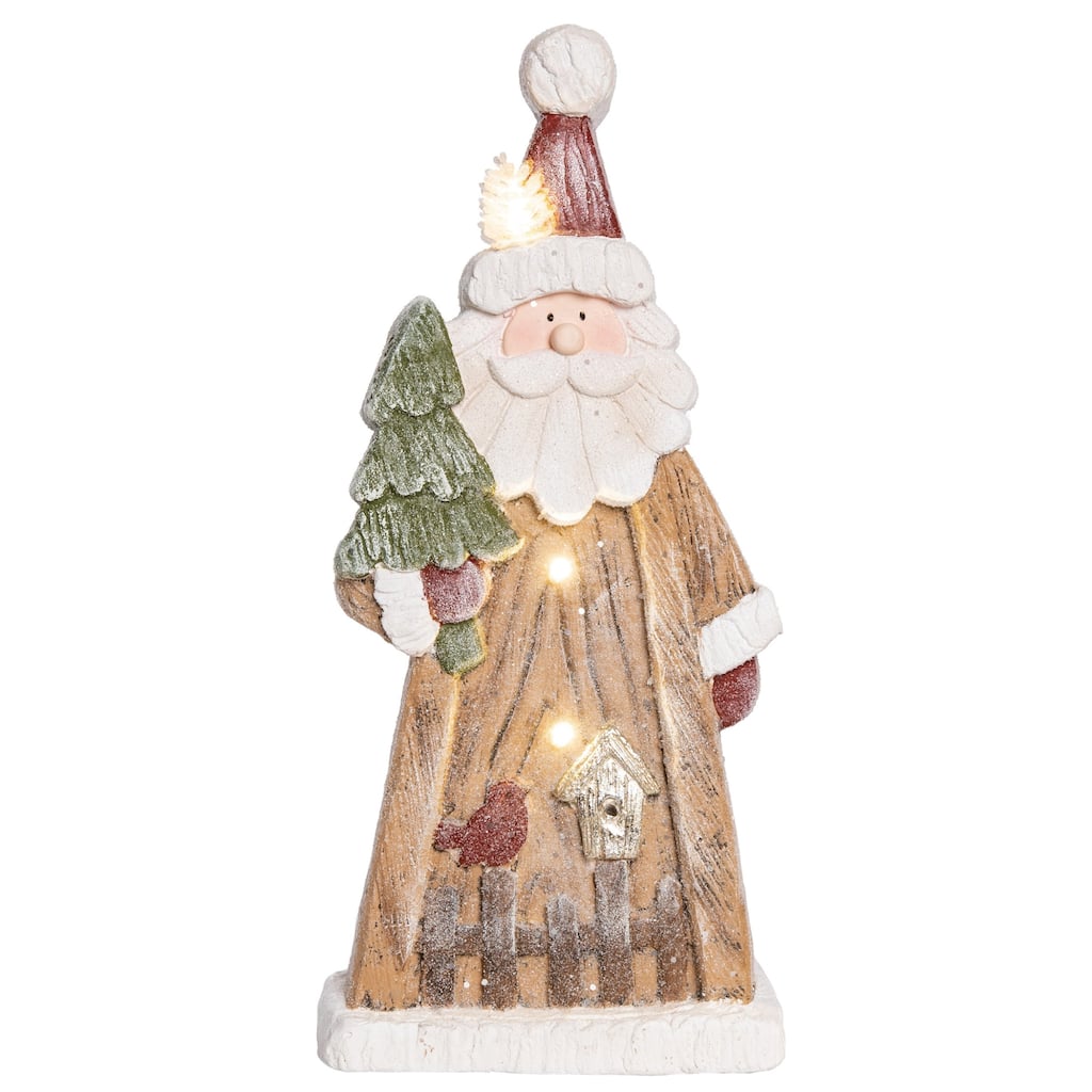 Transpac Resin 18 in. Multicolored Christmas Light Up Snowy Santa/Snowman Scene Decor